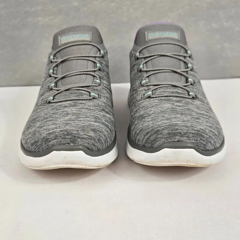 Skechers Summits Slip-Ins Memory Foam Athletic Sneakers Gray/Mint Women's 7 WIDE